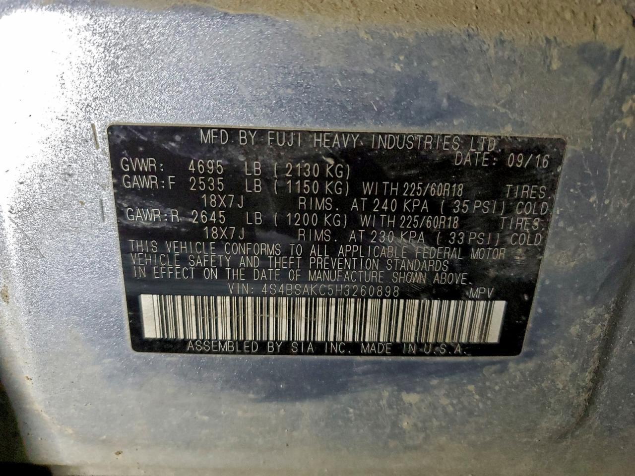 2017 Subaru Outback 2.5I Limited - zdjęcie 12