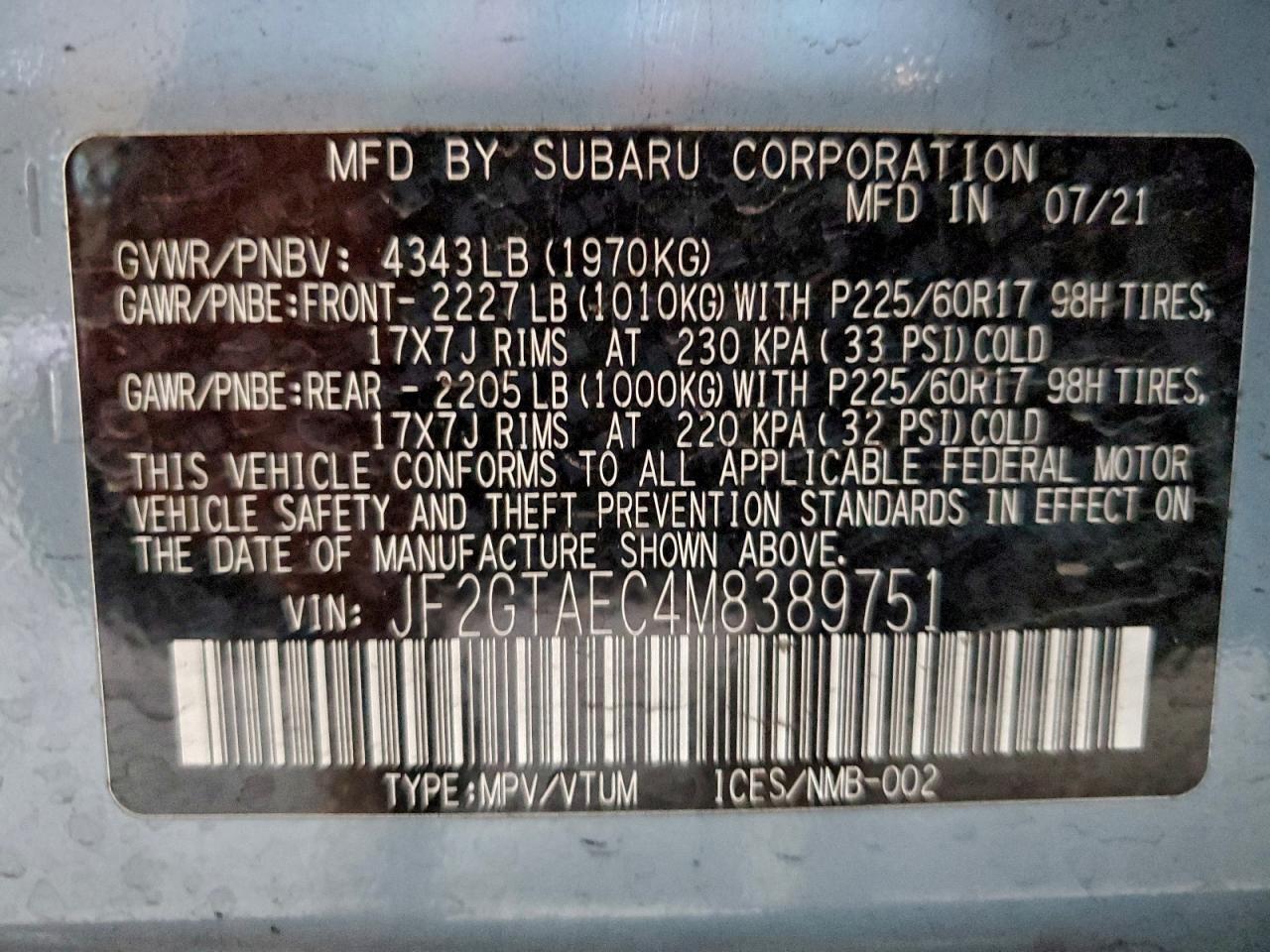 2021 Subaru Crosstrek Premium - zdjęcie 12