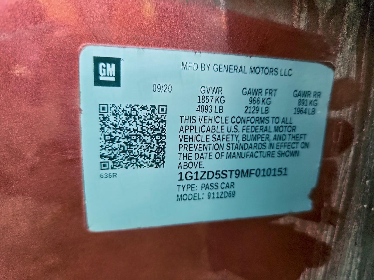 2021 Chevrolet Malibu Lt - zdjęcie 12