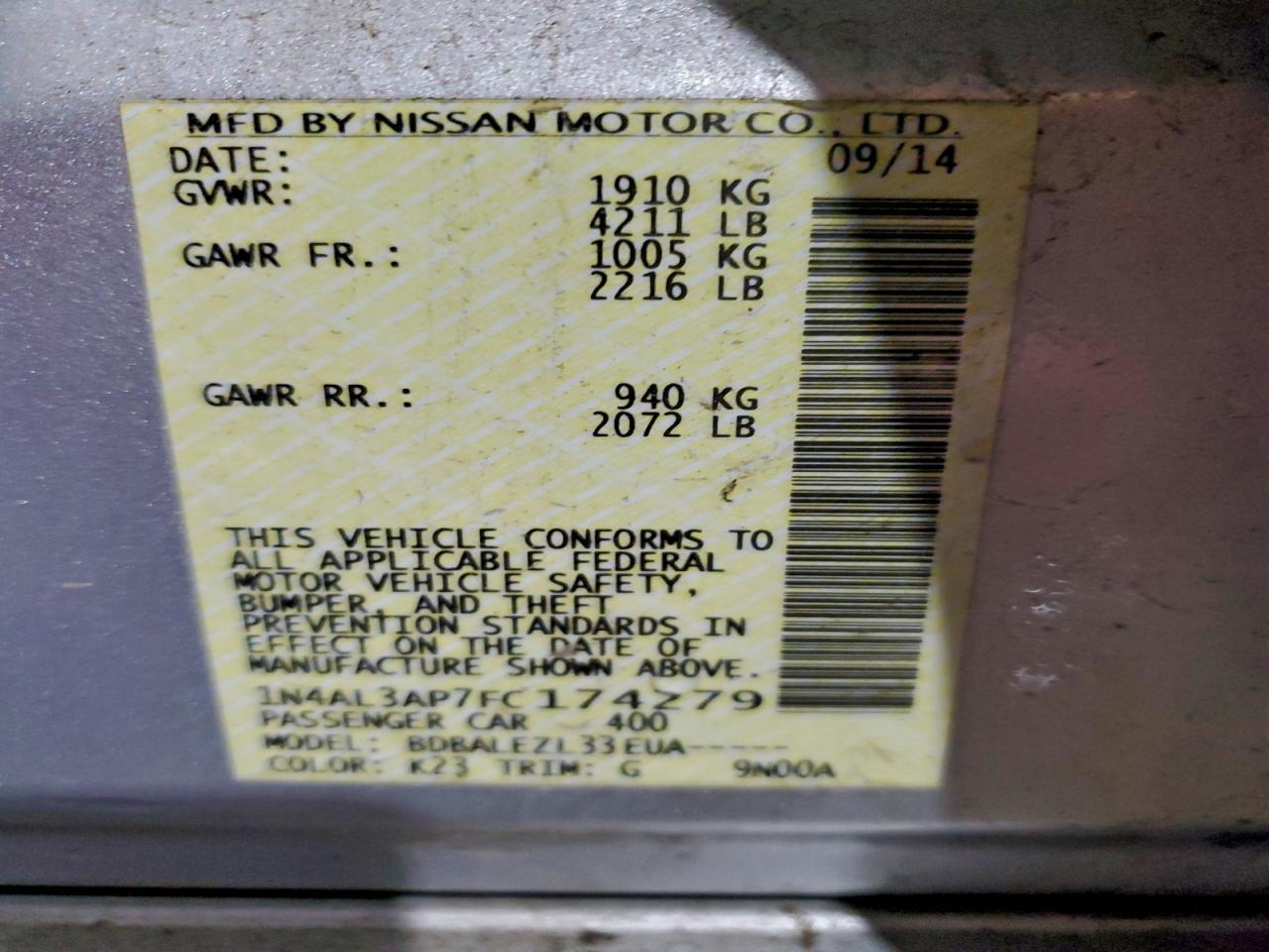 2015 Nissan Altima 2.5 - zdjęcie 13