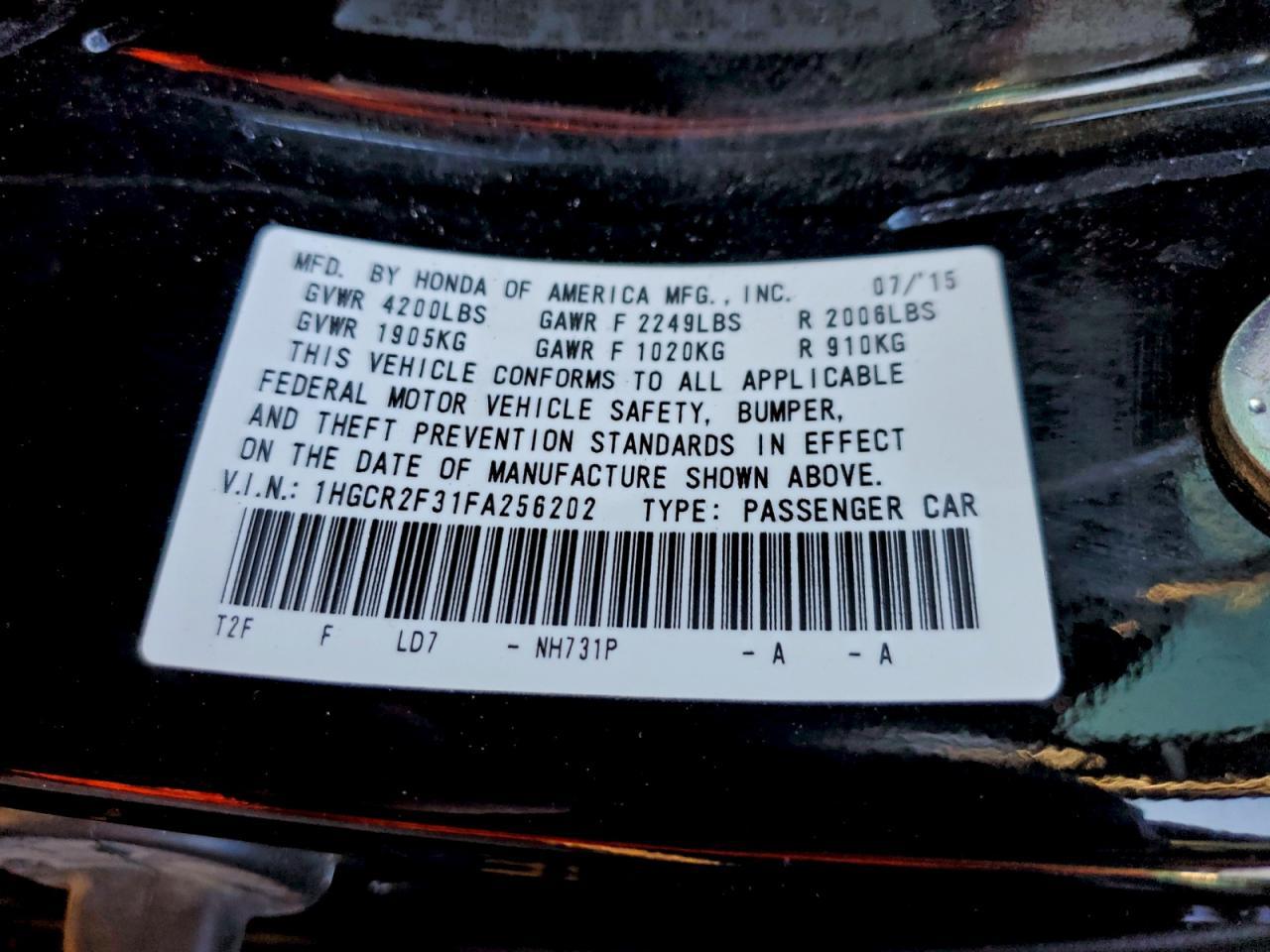 2015 Honda Accord Lx - zdjęcie 12