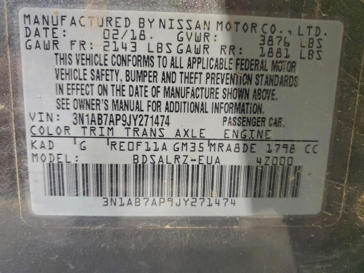 2018 Nissan Sentra S - zdjęcie 13