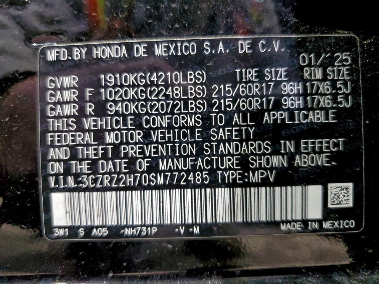 2025 Honda Hr-V Exl - zdjęcie 13