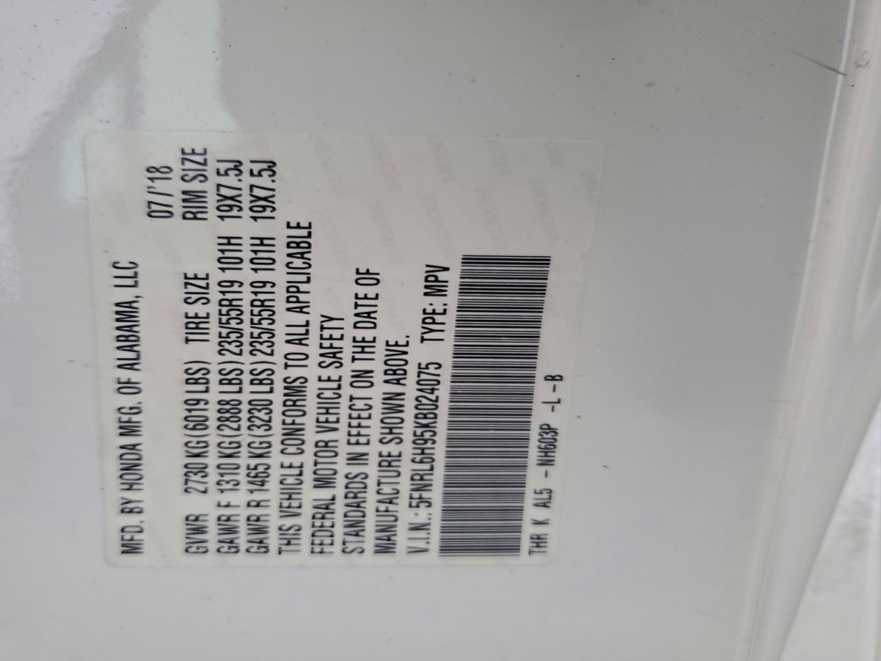 2019 Honda Odyssey Elite - zdjęcie 13