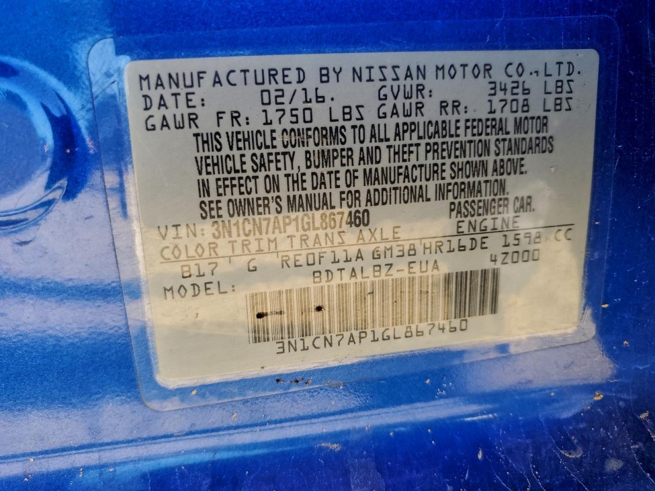 2016 Nissan Versa S - zdjęcie 13